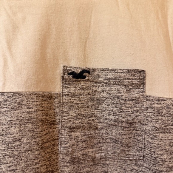 Hollister T Shirt Men's XLarge Blue Grey Color Block Logo Short Sleeve - Picture 3 of 4